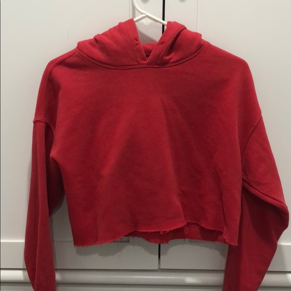 Urban Outfitters Red Cropped Hoodie